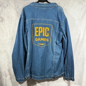 *NEW* Epic Games Denim Jacket Mens 3XL Blue Embroidered Logo Promo Employee